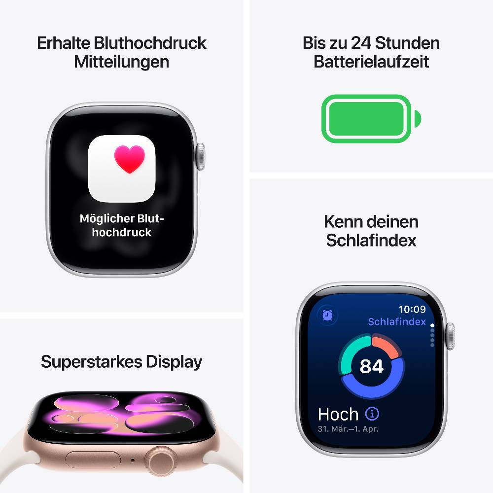 Apple Watch Series 11 silver aluminium 46mm 5G purple fog sport band Size S/M