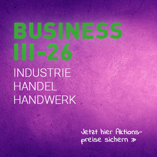 Abbildung Schriftzug Business Flyer als Navigation zur Kategorie