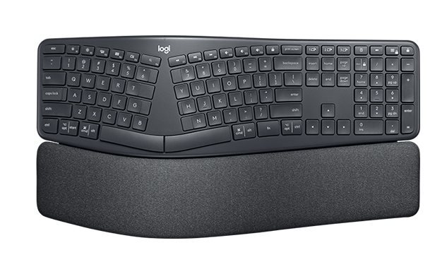 Logitech Keyboard K860 ERGO Split Ergonomic [DE] graphite  mit Handballenauflage